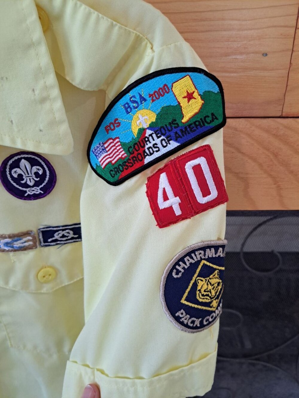 Boy Scouts Of America Official Blouse Yellow Patches Embroidered Logos USA L - Picture 2 of 9